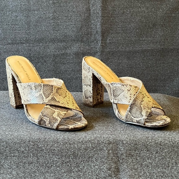 Who What Wear Slipper Heel Sandals Snakeskin Print - Picture 2 of 11